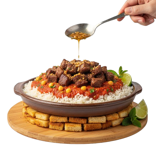 فتة لحم محمر