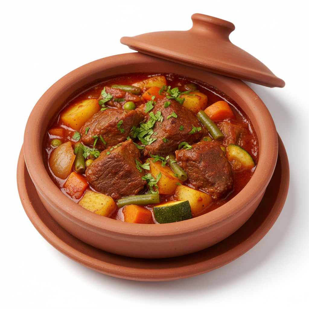 طاجن تورلي باللحمة من قوطه للمشويات طاجن فخار يجمع بين لحمة طرية وخضار طازجة مطهية بتوابل شرقية غنية، لنكهة بيتيّة أصيلة وقوام يذوب في الفم.