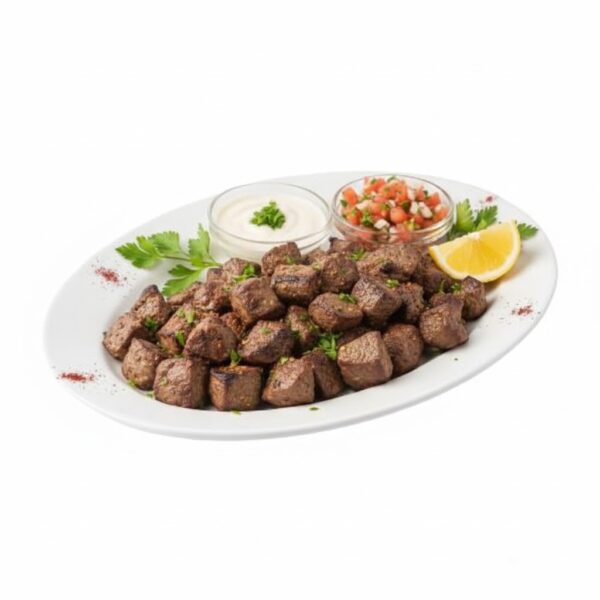 وجبة كبده عالفحم بتتبيلة مميزة وطعم فحم أصيل، تُقدَّم ساخنة وطازجة لعشّاق النكهة الشرقية. اختيار مثالي لوجبة شهية ومشبعة.