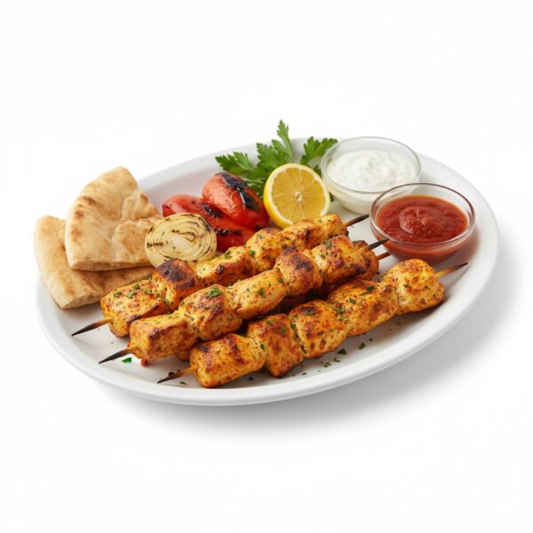 فرخة شيش طازجة متبّلة بتوابل خاصة ومشوية على الفحم بنكهة مدخنة لذيذة، يقدمها قوطه للمشويات بقوام طري وطعم أصيل يعشقه محبو الدجاج المشوي.