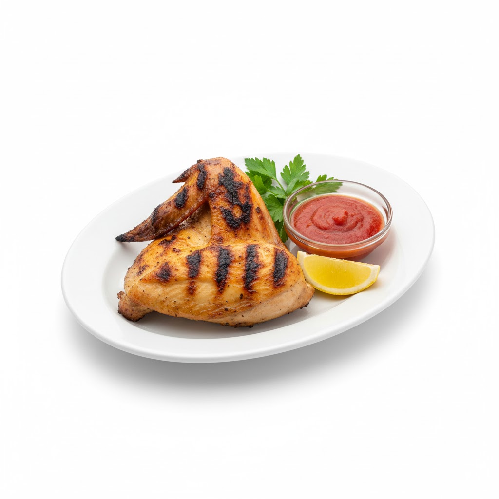 ربع فرخة صدر طازجة ومشوية على الفحم بتتبيلة مميزة ونكهة مدخنة لذيذة، يقدمها قوطه للمشويات بقوام طري وطعم خفيف يناسب عشاق الدجاج المشوي.