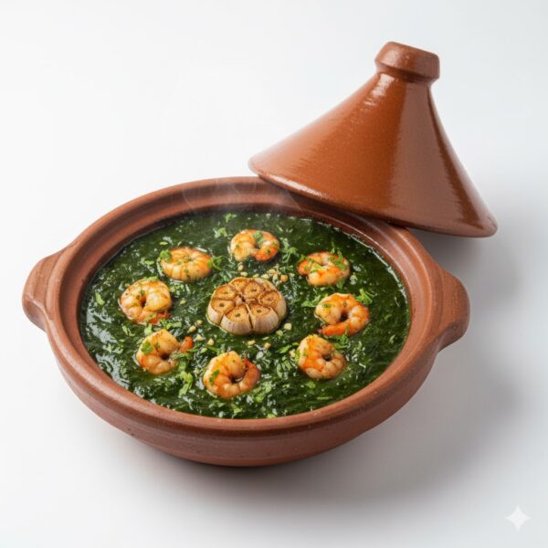 طاجن ملوخية بالجمبري