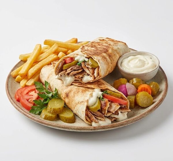 وجبة شاورما عربي دبل مطعم تفويله الحطاب