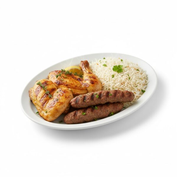 استمتع بـ وجبة 2 قطعة فراخ + 2 قطعة كفتة مع أرز من مطعم الكيلاني للمشويات، دجاج طازج وكفتة متبلة بعناية، مشوية أو مطهوة للحفاظ على الطراوة والنكهة الغنية، مع أرز أبيض مفلفل لتصبح وجبة رئيسية مشبعة ولذيذة بطعم مصري أصيل.