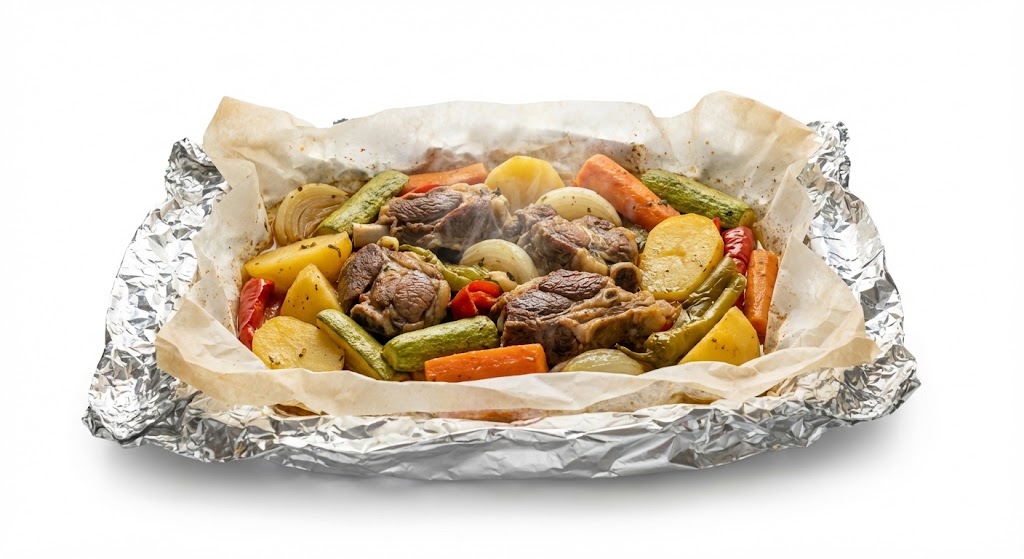 ورقة لحمة بالخضار وجبة بيتية شهية تجمع بين اللحم الطري المتسوي على مهله مع خضار طازجة متسبكة، بطعم غني ومذاق متوازن، مناسبة لغداء مشبع ومحبب لكل أفراد الأسرة.