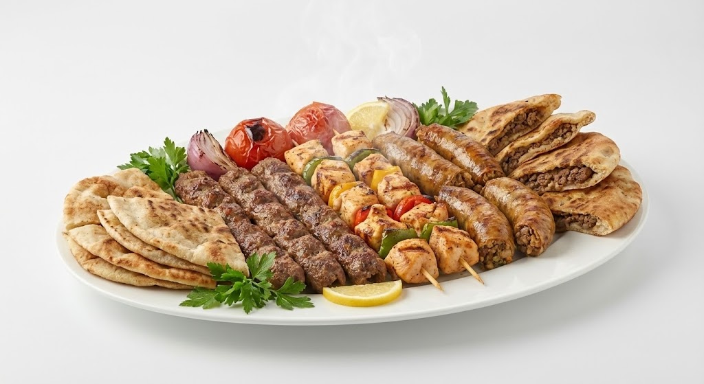 وجبة 5 كفتة + 5 شيش + ممبار + نص حواوشي من الكيلاني للمشويات استمتع بتجربة المشويات المصرية الأصيلة مع 5 كفتة، 5 شيش، ممبار، ونصف حواوشي غني بالنكهة، تقدم مع أرز أبيض مفلفل لتجربة وجبة متكاملة ومشبعة لجميع أفراد الأسرة.