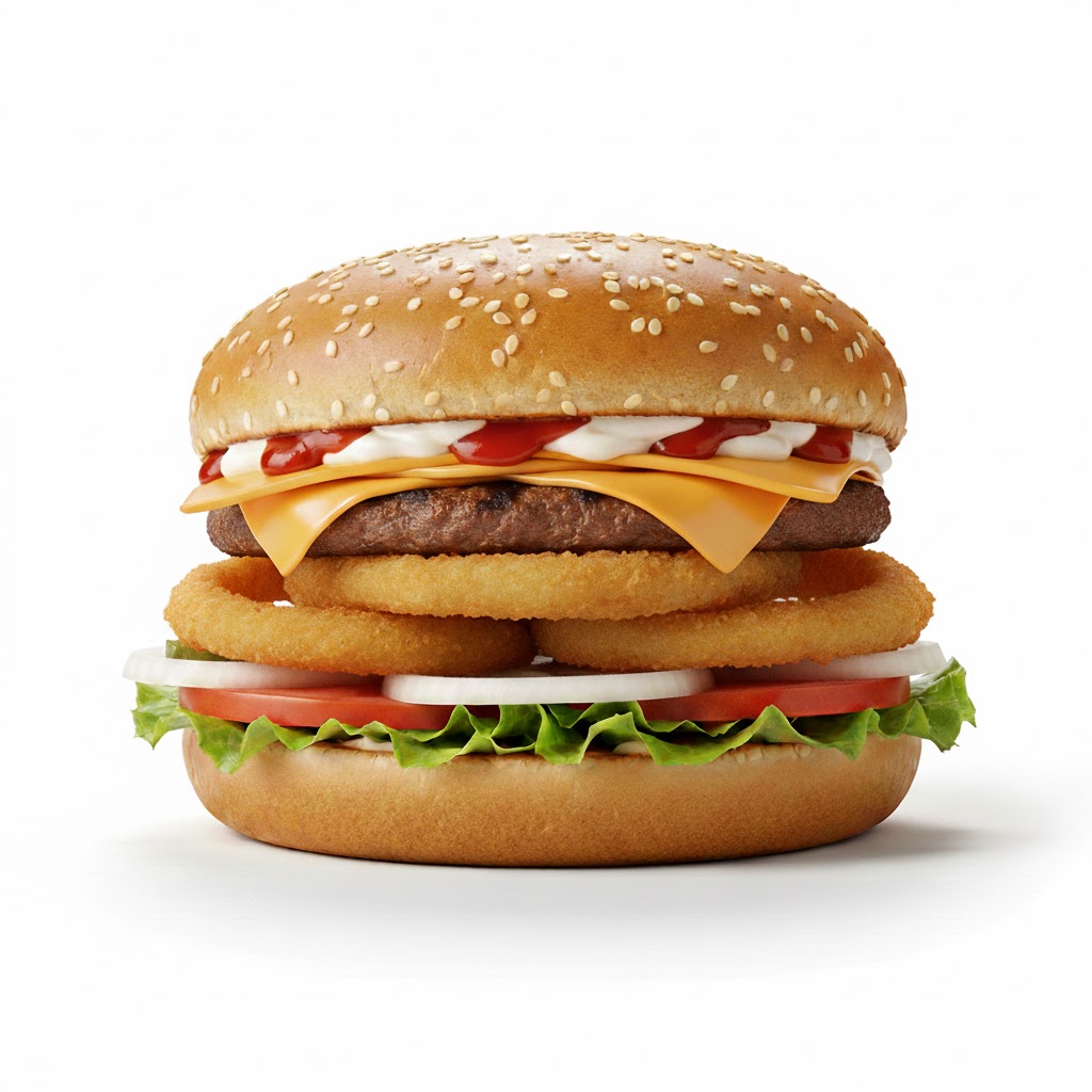 مطعم جولدن سبون - برجر مع حلقات البـصل