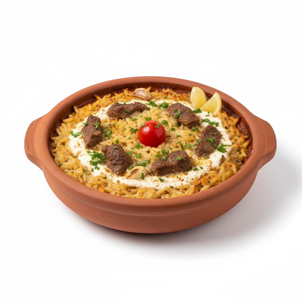 مطعم بزوم - طاجن لسان عصفور باللحم والقشطة